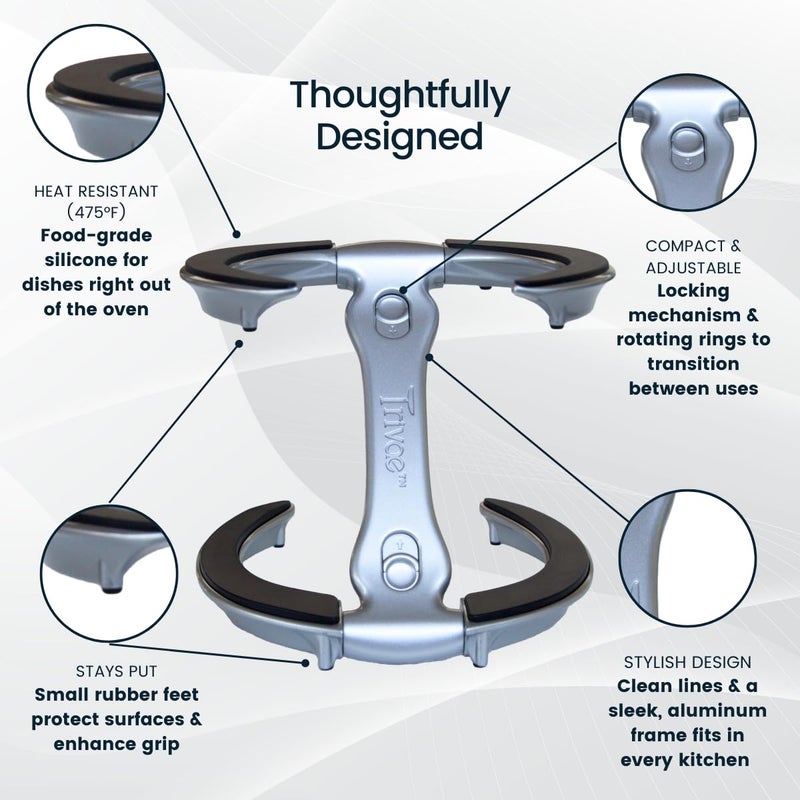 Trivae Pot Lid Holder â€“ 4-in-1 Pot Lid Holder While Cooking, Pan Lid Holder, Trivet & Cake Stand â€“ Versatile Kitchen Tool for Hot Pots, Serving & Display â€“ Space-Saving, Heat-Resistant Stand - Image 5